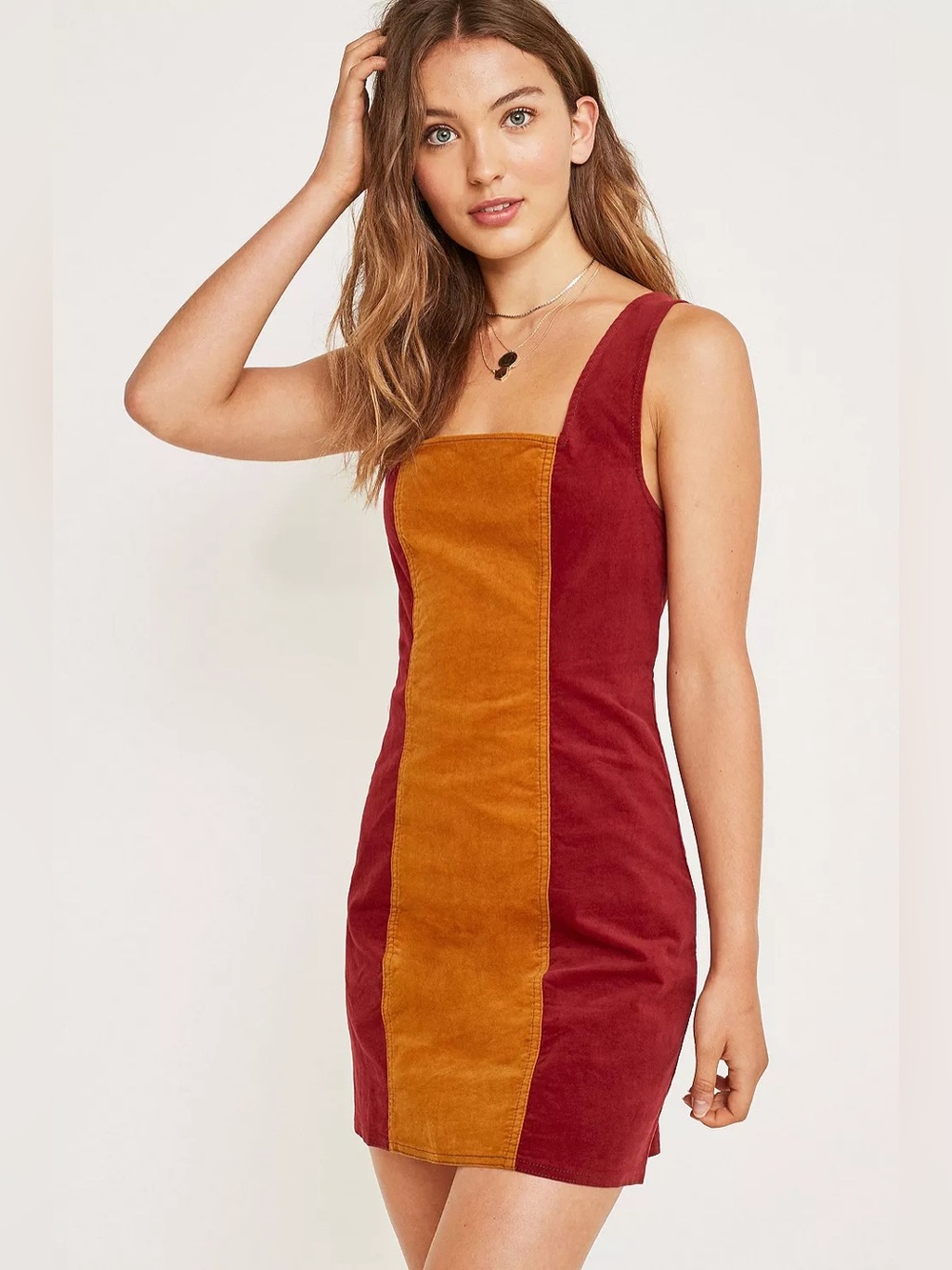 UO Taylor Uncut Corduroy Colourblock Dress